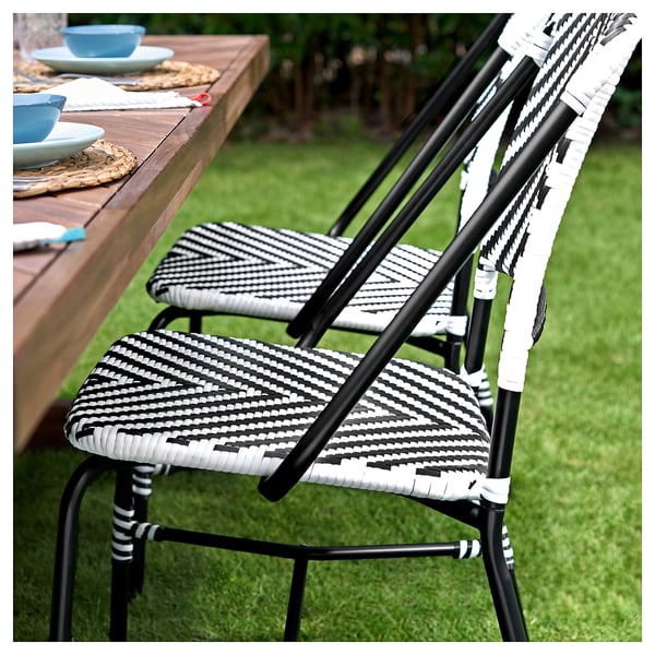 VASSHOLMEN chair, in/outdoor, black/white, 46x92x60 cm