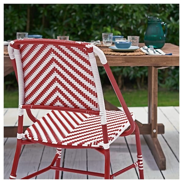 Ikea VASSHOLMEN - Chair, indoor/outdoor, red/white ,