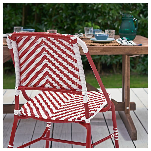VASSHOLMEN chair, in/outdoor, red/white, 58x92x60 cm