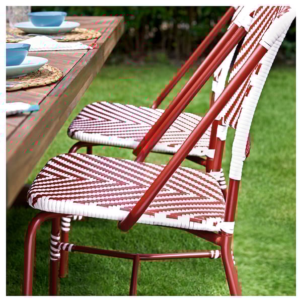 VASSHOLMEN - Chair, indoor/outdoor, red/white ,
