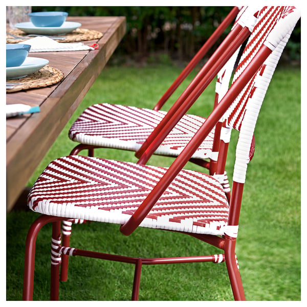VASSHOLMEN chair, in/outdoor, red/white, 58x92x60 cm