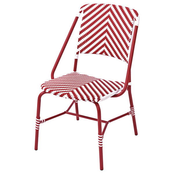 VASSHOLMEN chair, in/outdoor, red/white, 58x92x60 cm