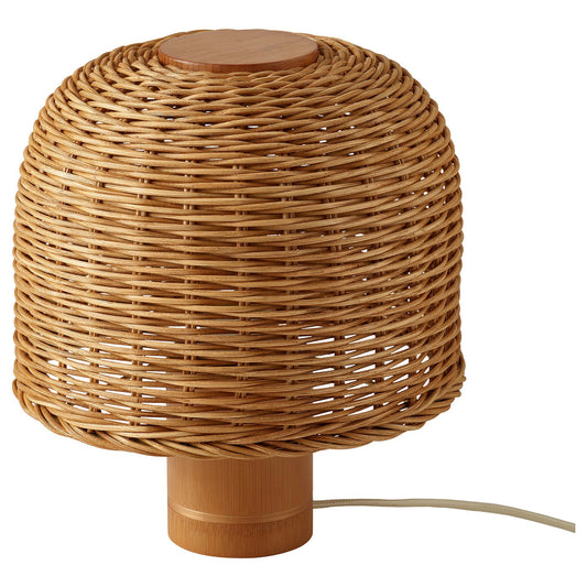 VATERBOM table lamp, bamboo/rattan, 27 cm