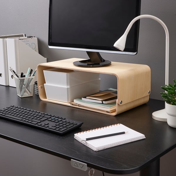 VATTENKAR laptop/monitor stand, birch, 52x26 cm