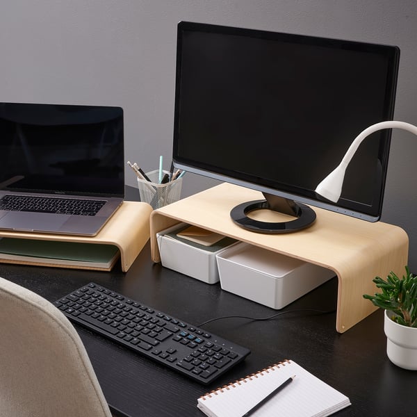 VATTENKAR laptop/monitor stand, birch, 52x26 cm