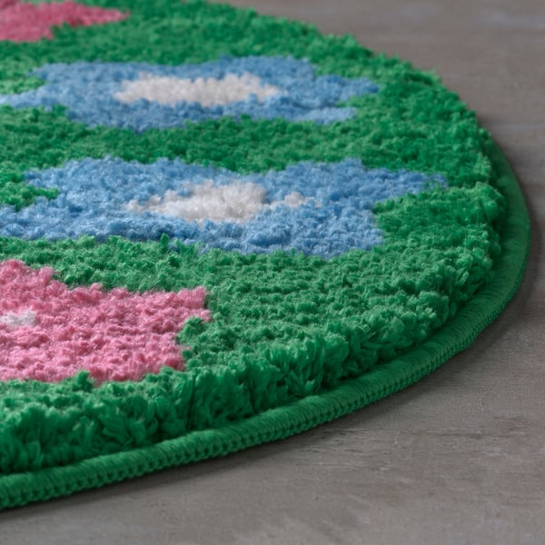 VATTENSKRUV bath mat, floral pattern/multicolour, 60x65 cm