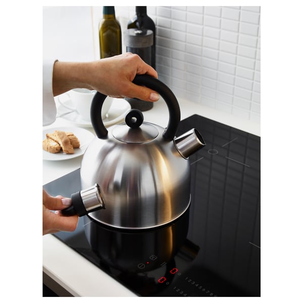 VATTENTÄT kettle, stainless steel/black, 2 l