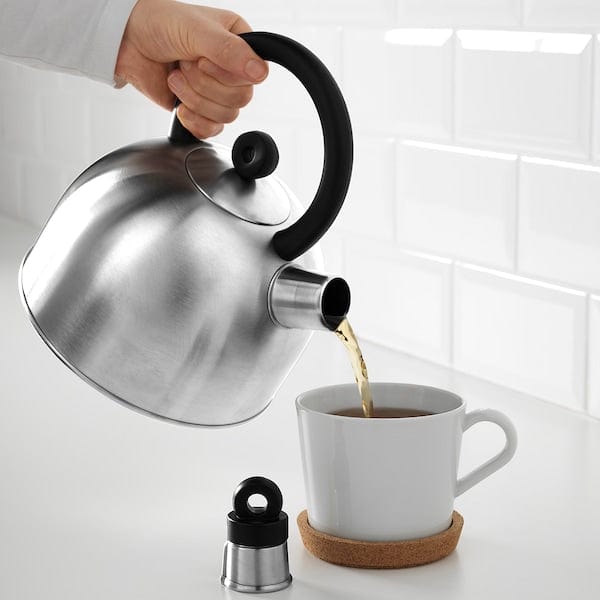 Ikea VATTENTÄT Whistling kettle, stainless steel/black,2l , 2 l