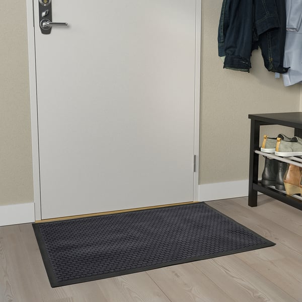 VATTENVERK door mat, indoor, dark grey, 60x90 cm