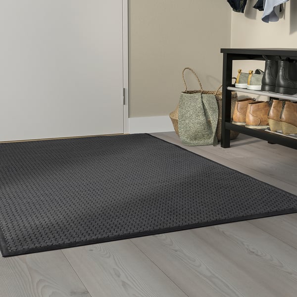VATTENVERK door mat, indoor, dark grey, 100x150 cm