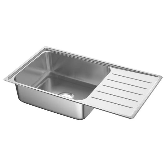 Ikea VATTUDALEN Built-in sink, 1 bowl/drainer, stainless steel,86x47 cm