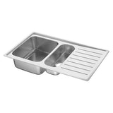 VATTUDALEN inset sink, 1 ½ bowl w drainboard, stainless steel, 88x53 cm