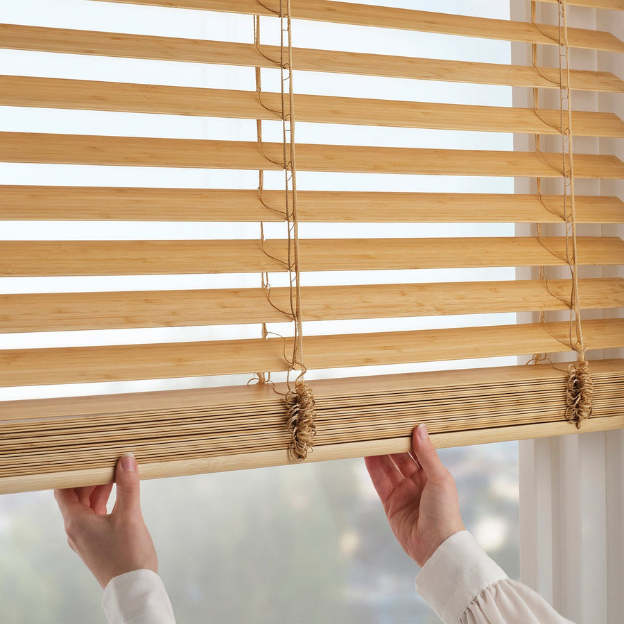 VECKLARFLY Venetian blind, bamboo, 140x155 cm