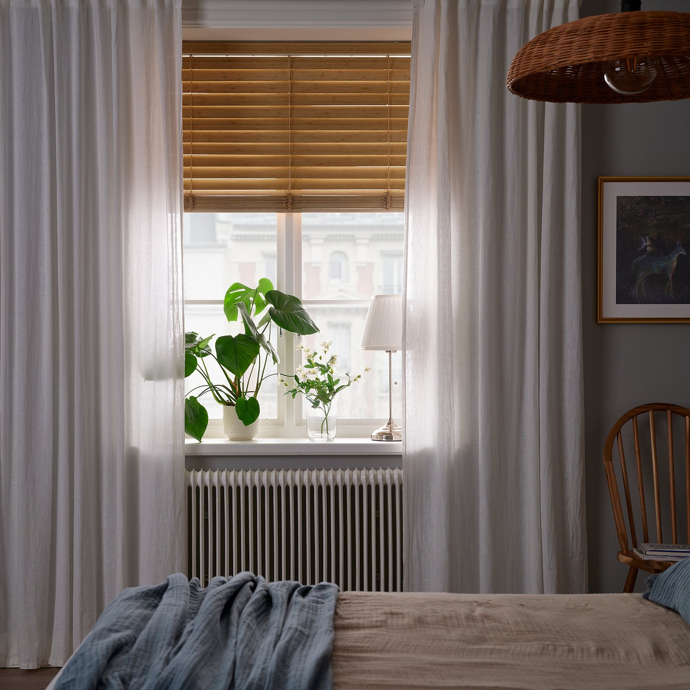 VECKLARFLY Venetian blind, bamboo, 155x140 cm