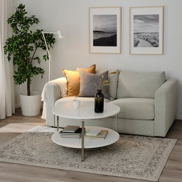 VEDBÄK - VEDBÄK Rug, low pile, light grey, 133x195 cm