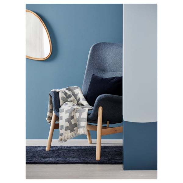 VEDBO high-back armchair, Gunnared blue, 80x108x85 cm