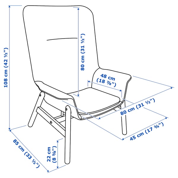 VEDBO Armchair with high backrest - Gunnared dark grey ,