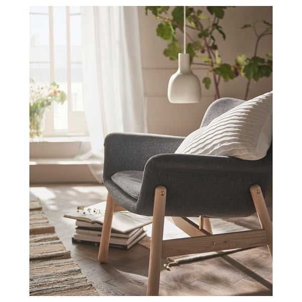 VEDBO armchair, Gunnared dark grey, 73 cm