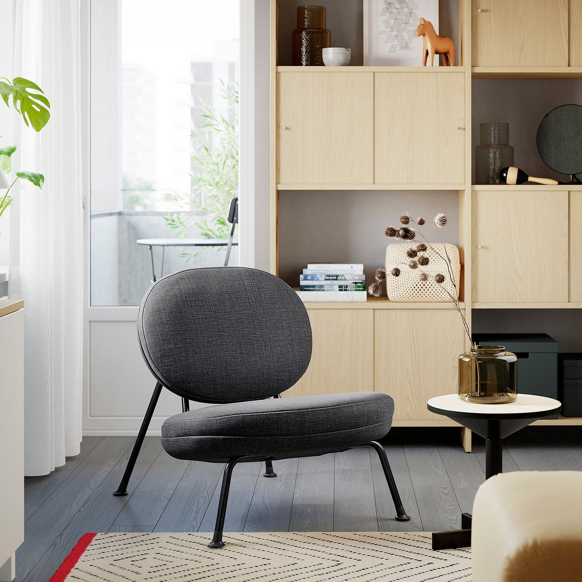 VEINGE easy chair, Skiftebo anthracite, 76x79x92 cm