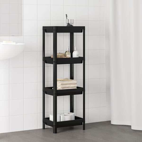 VESKEN shelf unit, black, 37x23x101 cm
