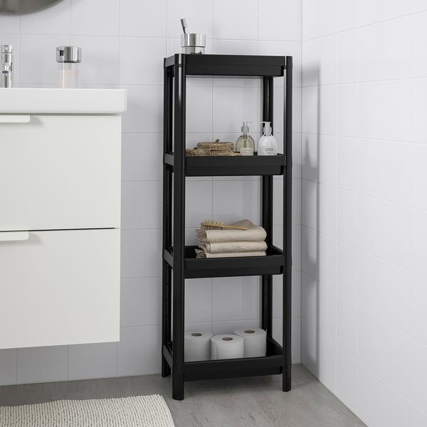 VESKEN shelf unit, black, 37x23x101 cm