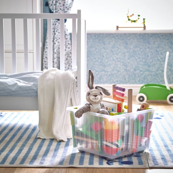 VESSLA storage crate with castors, white, 39x39 cm