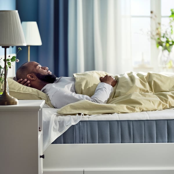 VESTERÖY pocket sprung mattress, firm/light blue, 140x200 cm