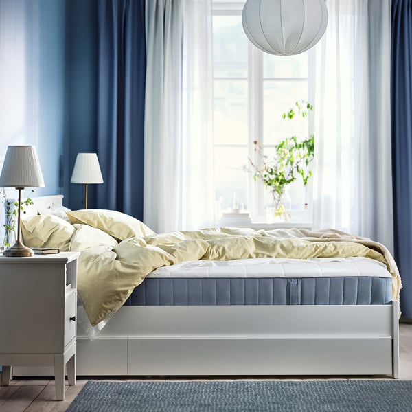 VESTERÖY pocket sprung mattress, firm/light blue, 80x200 cm