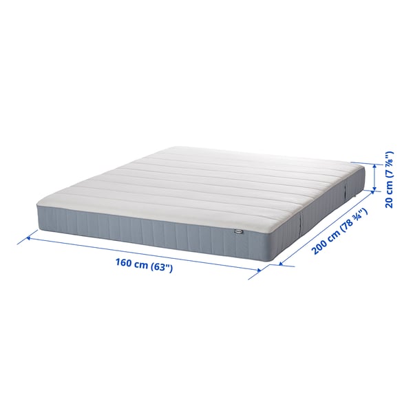 VESTERÖY pocket sprung mattress, firm/light blue, 160x200 cm