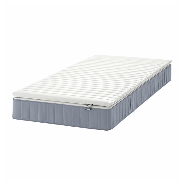 VESTERÖY mattress and mattress pad, extra firm light blue/Näsfjället white, 80x200 cm