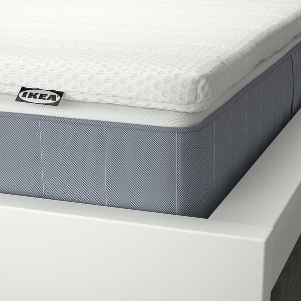 VESTERÖY mattress and mattress pad, extra firm light blue/Nisseholm white, 140x200 cm