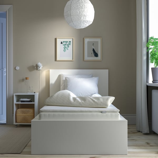 VESTERÖY - Mattress and topper, rigid light blue/Näsfjället white,80x200 cm