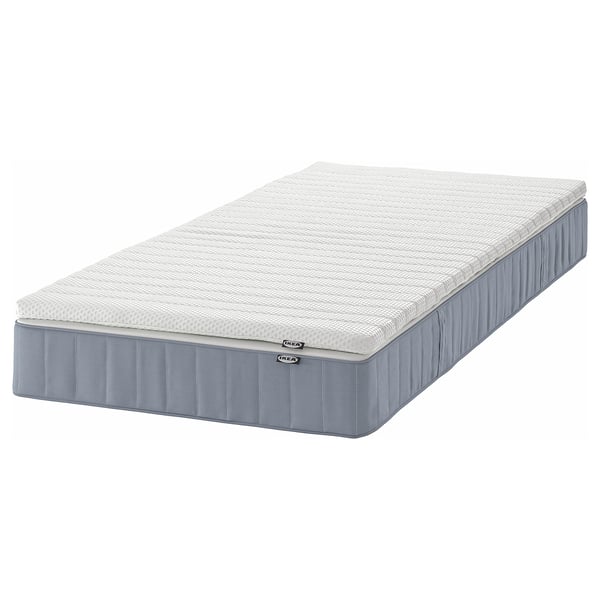 VESTERÖY mattress and mattress pad, firm light blue/Nisseholm white, 90x200 cm