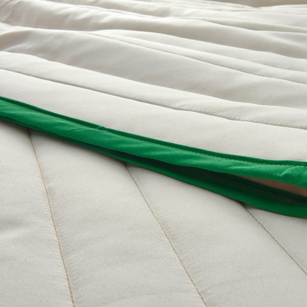 VETEJORDFLY bedspread, white/beige, 260x250 cm