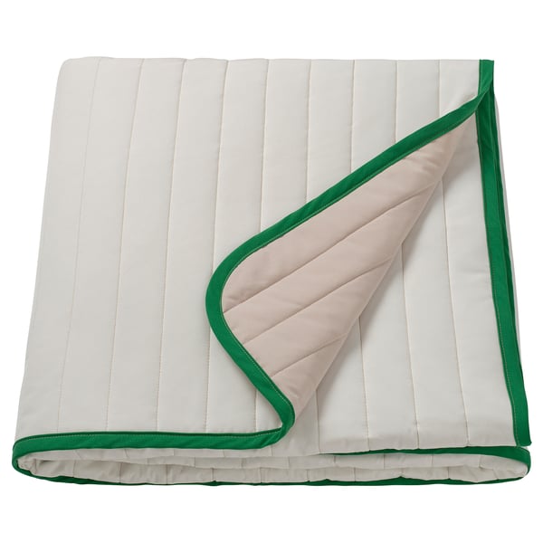 VETEJORDFLY - VETEJORDFLY Bedspread, white/beige, 260x250 cm