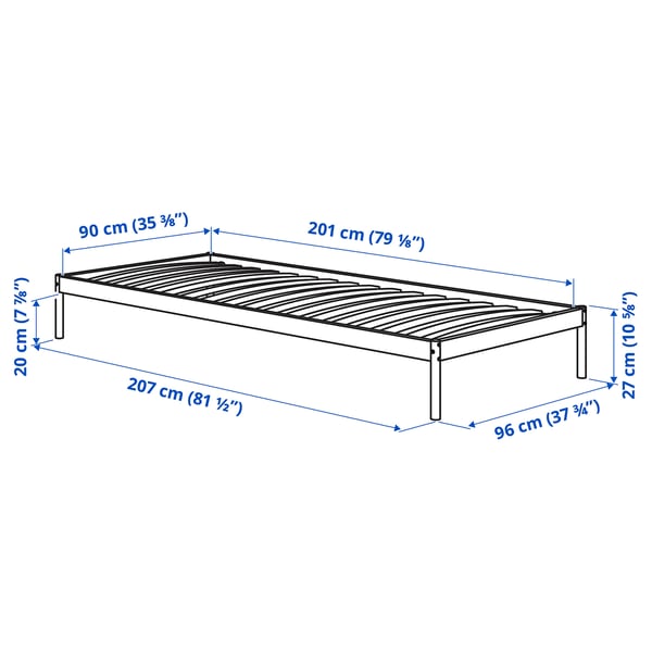 VEVELSTAD bed frame, white, 90x200 cm
