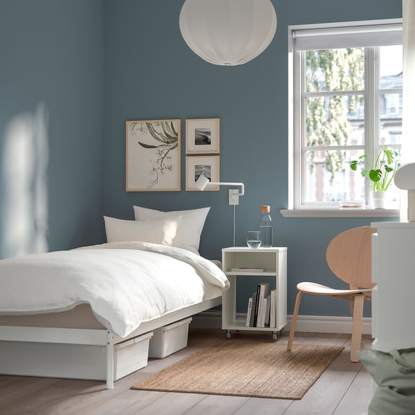 VEVELSTAD bed frame, white, 90x200 cm