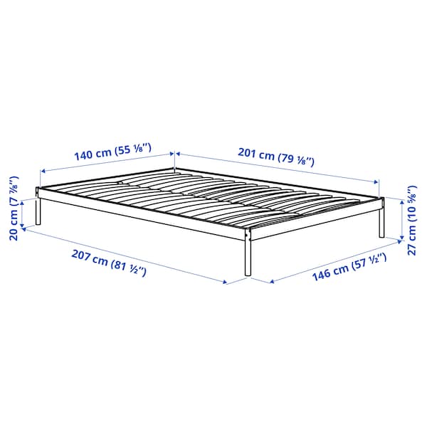 Ikea VEVELSTAD - Bed frame with 2 headboards, white/Tolkning rattan, 140x200 cm