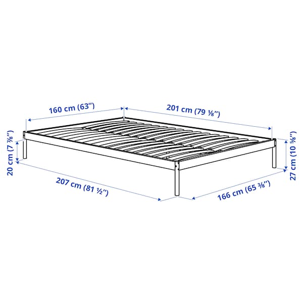 Ikea VEVELSTAD - Bed frame with 2 headboards, white/Tolkning rattan, 160x200 cm