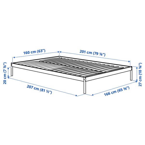 VEVELSTAD bed frame with 2 headboards, white/Tolkning rattan, 160x200 cm