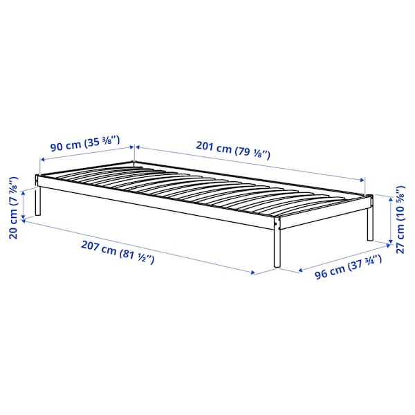 VEVELSTAD - Bed frame with 2 headboards, white/Tolkning rattan, 90x200 cm