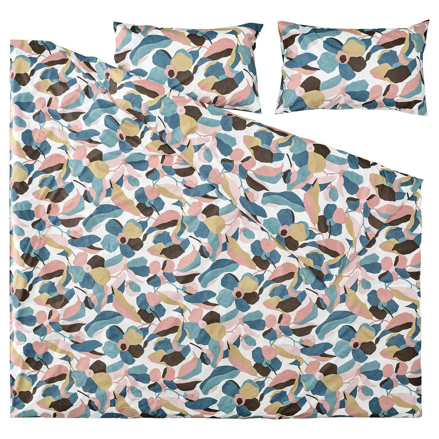VIDEOXBÄR duvet cover and 2 pillowcases, white/multicolour, 240x220/50x80 cm
