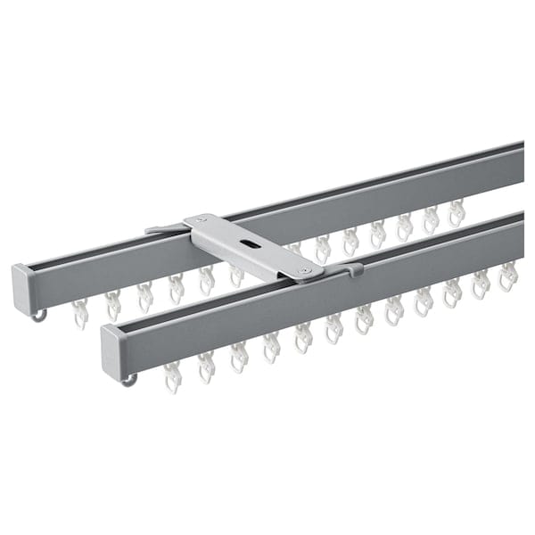 Ikea VIDGA - Ceiling curtain track set 2 tracks, silver-coloured-595.716.77