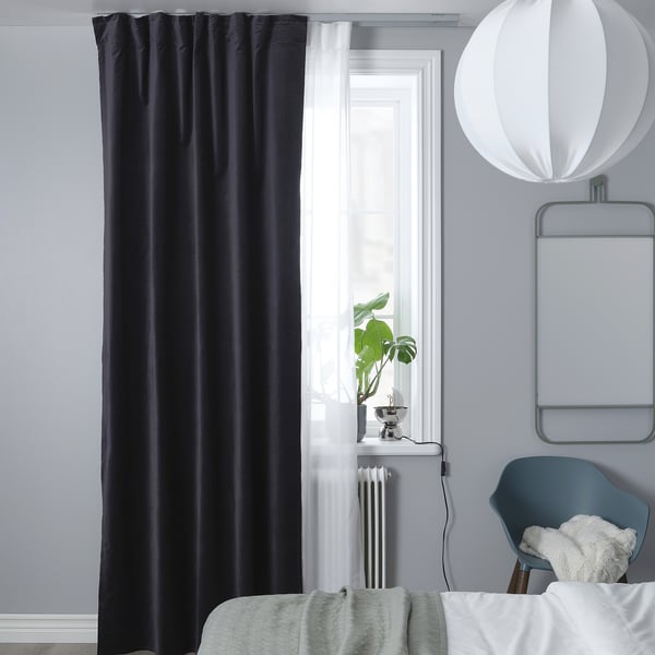 VIDGA curtain track set f ceiling, 2 trck, silver-colour