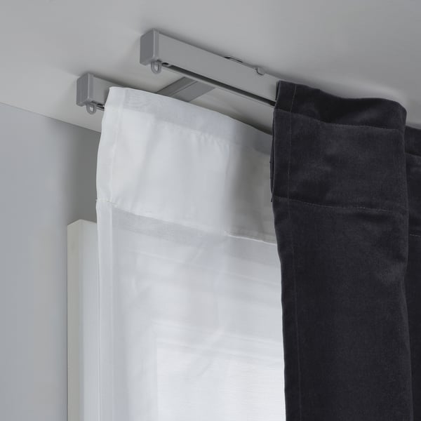 VIDGA ceiling bracket for 2 curtain rails, silver-colour