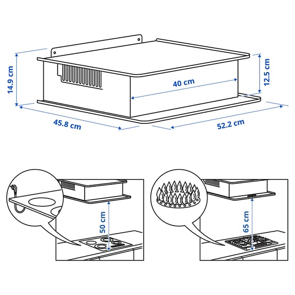 VIGGBO wall mounted extractor hood, IKEA 300 black, 52 cm