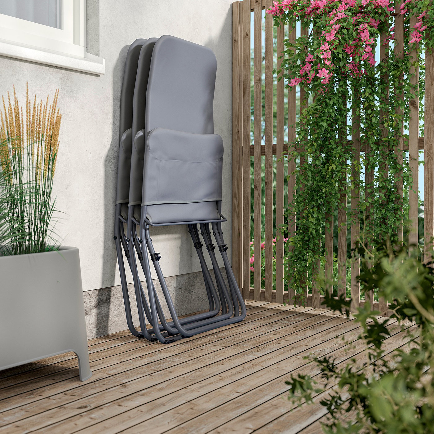 VIGGSÖ lounge chair, outdoor, foldable dark grey, 58x93x80 cm