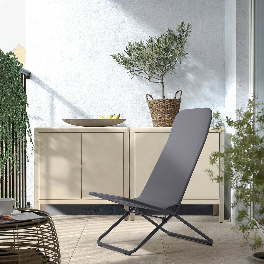 VIGGSÖ lounge chair, outdoor, foldable dark grey, 51x93x80 cm