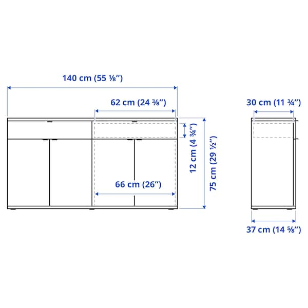 Ikea VIHALS - Sideboard, dark grey, 140x37x75 cm