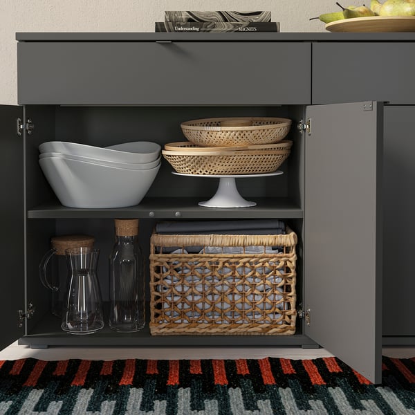 VIHALS - VIHALS Sideboard, dark grey, 140x37x75 cm